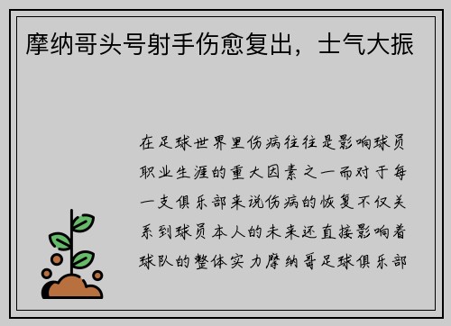 摩纳哥头号射手伤愈复出，士气大振
